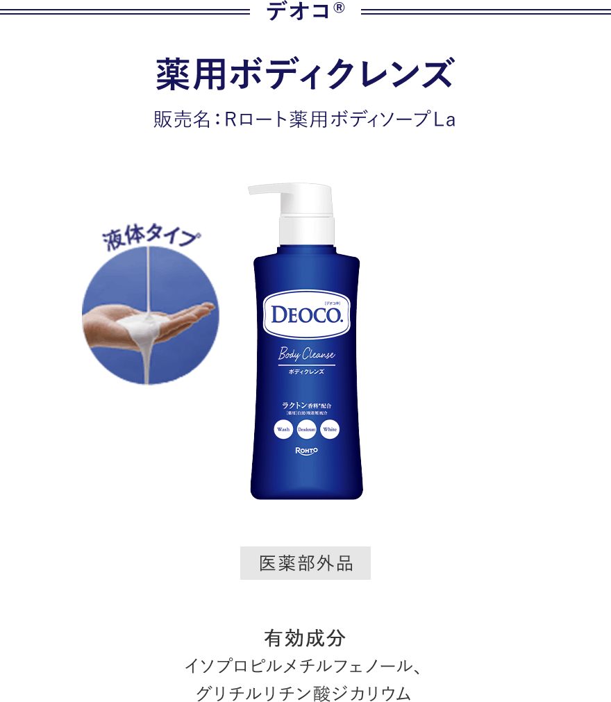 デオコ® 薬用ボディクレンズ 販売名：ロート薬用ボディソープLL